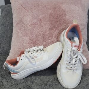 Vans Women's White and Coral Ultra Cush Sneakers